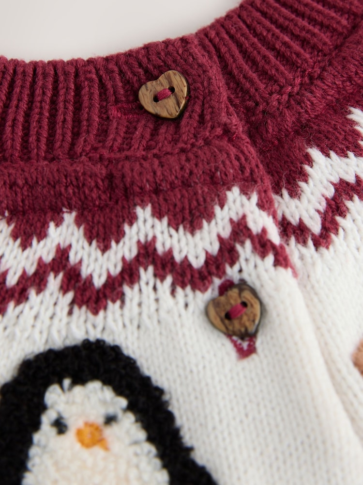 Plum Christmas Fairisle Pattern Character Jumper Dress (3mths-10yrs) - Image 8 of 8