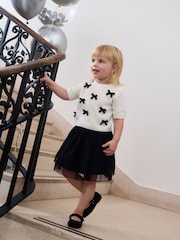Black/Ecru Bow Jumper and Skirt Set (3mths-10yrs) - Image 1 of 5