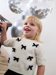 Black/Ecru Bow Jumper and Skirt Set (3mths-10yrs) - Image 3 of 5