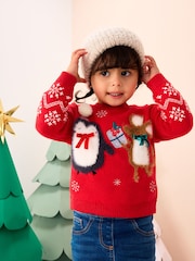 Red Christmas Character Jumper (3mths-7yrs) - Image 1 of 8