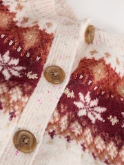 Ecru Snowflake Fairisle Cardigan (3-16yrs) - Image 7 of 9