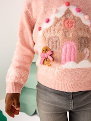 Pink Christmas Gingerbread House Jumper (3mths-7yrs) - Image 4 of 9