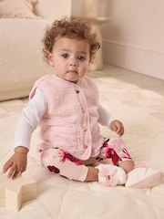 Baker by Ted Baker 3 Piece Pink Borg Gilets T-Shirts & Printed Leggings Set - Image 1 of 19