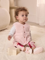 Baker by Ted Baker 3 Piece Pink Borg Gilets T-Shirts & Printed Leggings Set - Image 2 of 19