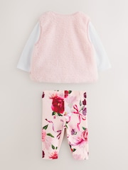Baker by Ted Baker 3 Piece Pink Borg Gilets T-Shirts & Printed Leggings Set - Image 9 of 19