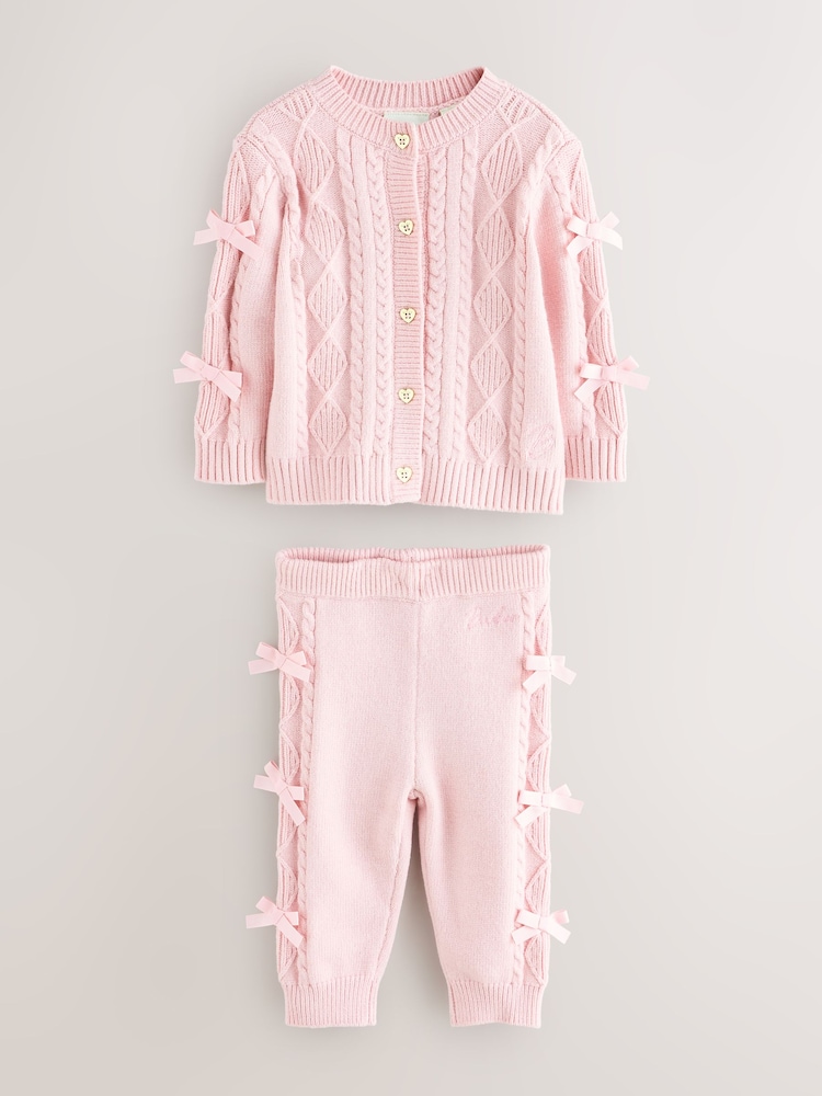 Baker by Ted Baker 2 Piece Bow Knitted Cardigan & Leggings Set - Image 1 of 6