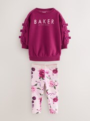 Baker by Ted Baker 2 Piece Longline Bow Sweatshirts & Printed Leggings Set - Image 1 of 6