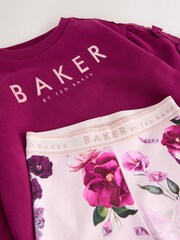 Baker by Ted Baker 2 Piece Longline Bow Sweatshirts & Printed Leggings Set - Image 4 of 6