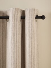 Natural Brushed Stripe Super Thermal Eyelet Door Curtains - Image 4 of 6