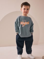 Blue Plane Printed Sweatshirt and Joggers Set (3mths-7yrs) - Image 1 of 8