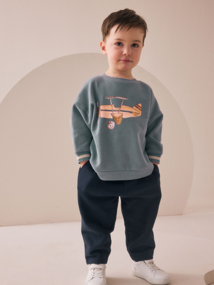 Blue Plane Printed Sweatshirt and Joggers Set (3mths-7yrs) - Image 1 of 8