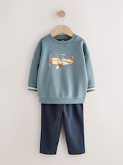 Blue Plane Printed Sweatshirt and Joggers Set (3mths-7yrs) - Image 4 of 8