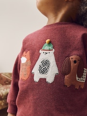 Red Appliqué Sweatshirt and Joggers Set (3mths-7yrs) - Image 3 of 8
