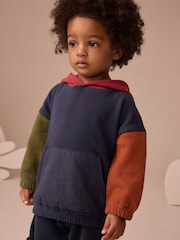 Navy Blue Colourblock Hoodie and Joggers Set (3mths-7yrs) - Image 2 of 3