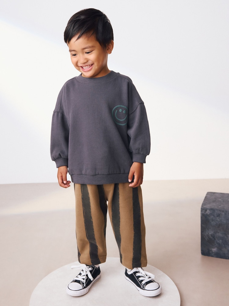 Schwarz/Braun - Sweatshirt and Patterned Joggers Set (3mths-7yrs) - Bild 1 von 9