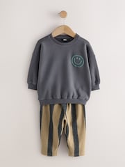 Schwarz/Braun - Sweatshirt and Patterned Joggers Set (3mths-7yrs) - Bild 5 von 9