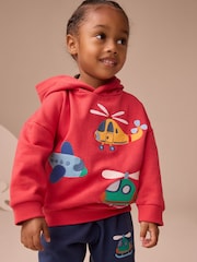 Red/Navy Blue Appliqué Transport - Hoodie And Joggers Set (3mths-7yrs) - Imagen 2 de 9