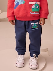 Red/Navy Blue Appliqué Transport - Hoodie And Joggers Set (3mths-7yrs) - Imagen 4 de 9