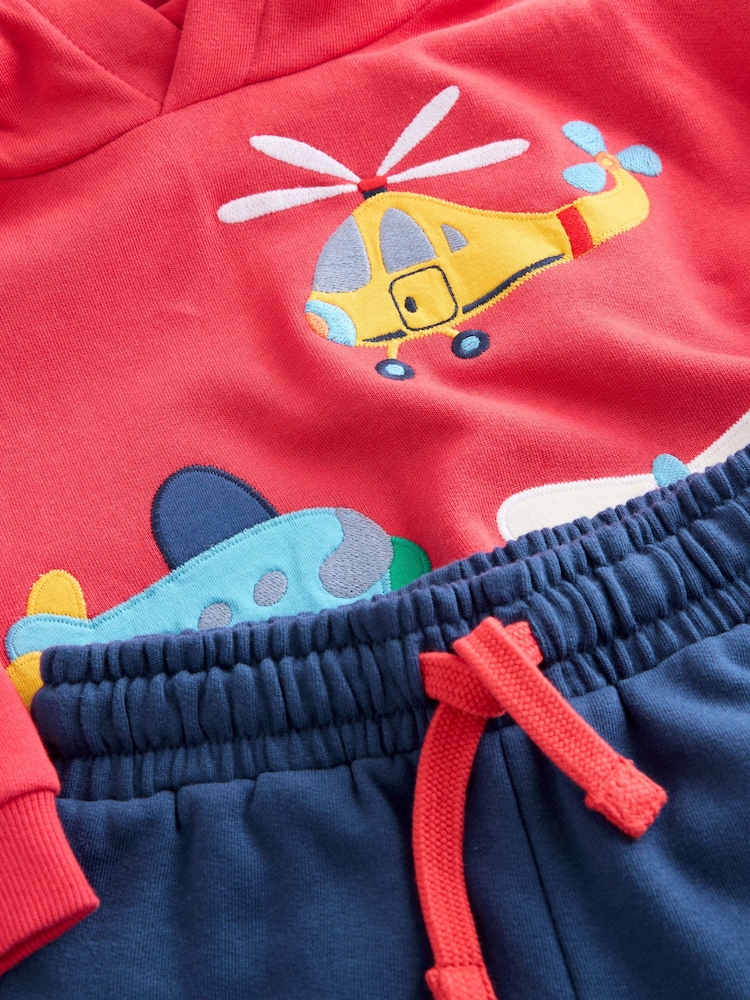Red/Navy Blue Appliqué Transport - Hoodie And Joggers Set (3mths-7yrs) - Imagen 9 de 9