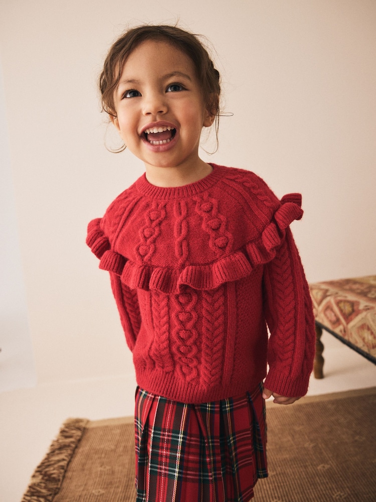 Red Cable Knitted Jumper (3mths-7yrs) - Image 1 of 8