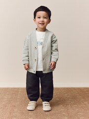 Grey/White Cardigan T-Shirt and Trousers Set 3 Piece (3mths-7yrs) - Image 1 of 9