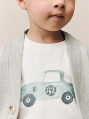 Grey/White Cardigan T-Shirt and Trousers Set 3 Piece (3mths-7yrs) - Image 2 of 9