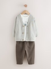 Grey/White Cardigan T-Shirt and Trousers Set 3 Piece (3mths-7yrs) - Image 5 of 9