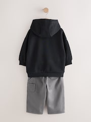 Black and Grey Printed Hoodie and Carpenter Joggers Set (3mths-7yrs) - Image 2 of 6