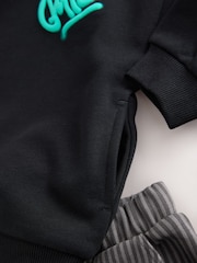 Black and Grey Printed Hoodie and Carpenter Joggers Set (3mths-7yrs) - Image 5 of 6