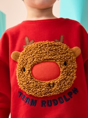 Red Boucle Rudolph Christmas Leggings and Crew Set (3mths-7yrs) - Image 3 of 3