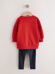 Red Boucle Rudolph Christmas Leggings and Crew Set (3mths-7yrs) - Image 6 of 10