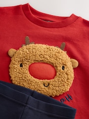 Red Boucle Rudolph Christmas Leggings and Crew Set (3mths-7yrs) - Image 7 of 10