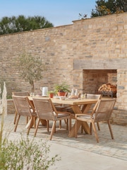 Cox & Cox Light Teak Positano Cross Legged Garden Dining Table - Image 1 of 6