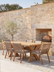 Cox & Cox Light Teak Positano Cross Legged Garden Dining Table - Image 2 of 6