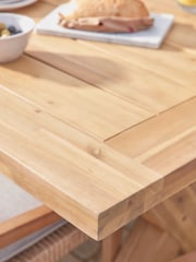 Cox & Cox Light Teak Positano Cross Legged Garden Dining Table - Image 4 of 6