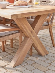 Cox & Cox Light Teak Positano Cross Legged Garden Dining Table - Image 5 of 6