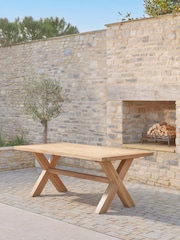 Cox & Cox Light Teak Positano Cross Legged Garden Dining Table - Image 6 of 6