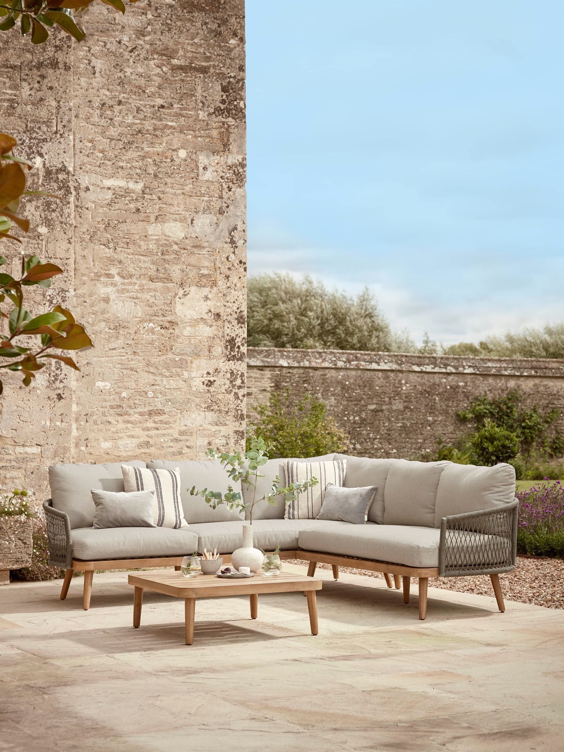 Buy Cox & Cox Light Teak Capri Garden Corner Set from the Next UK