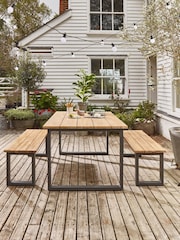 Cox & Cox Light Teak Albany Garden Dining Set - Image 1 of 6