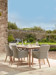 Cox & Cox Light Teak Malmo Rattan Garden Dining Table - Image 1 of 13