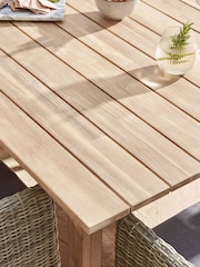 Cox & Cox Light Teak Malmo Rattan Garden Dining Table - Image 10 of 13