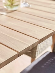 Cox & Cox Light Teak Malmo Rattan Garden Dining Table - Image 11 of 13