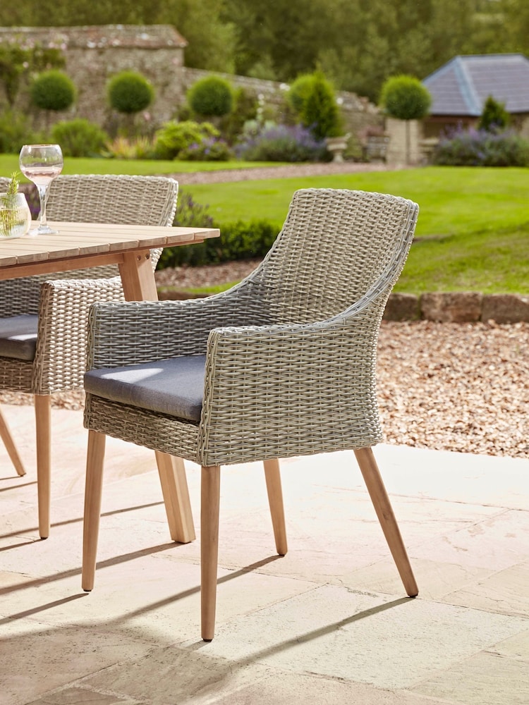 Cox & Cox Light Teak Malmo Rattan Garden Dining Table - Image 13 of 13