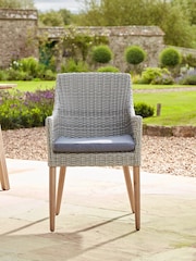 Cox & Cox Light Teak Malmo Rattan Garden Dining Table - Image 3 of 13