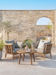 Cox & Cox Light Teak Bora Garden Bistro Set - Image 1 of 3
