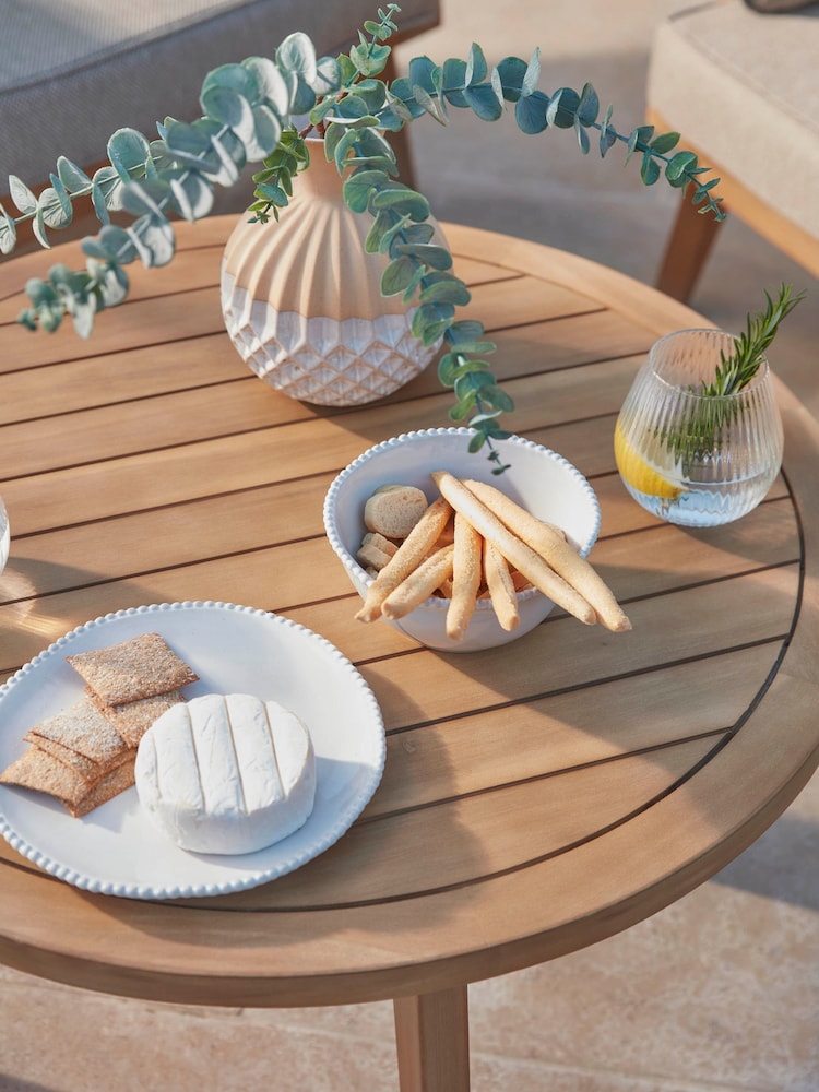 Cox & Cox Light Teak Bora Garden Bistro Set - Image 3 of 3