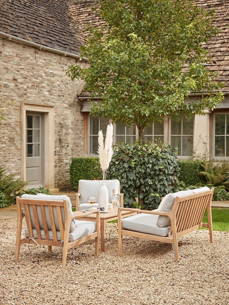 Cox & Cox Light Teak Turin Garden Lounge Set - Image 1 of 8