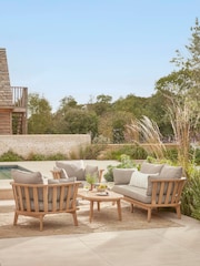 Cox & Cox Light Teak Bora Garden Lounge Set - Image 1 of 7