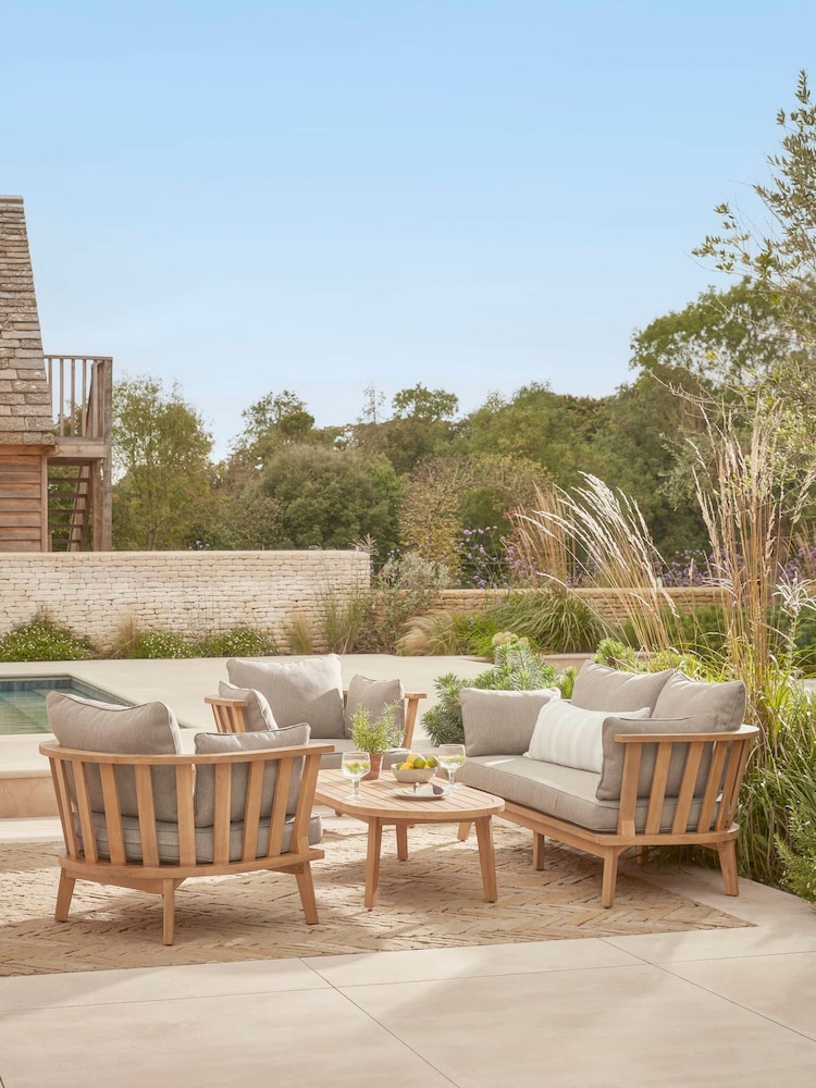 Cox & Cox Light Teak Bora Garden Lounge Set - Image 1 of 7