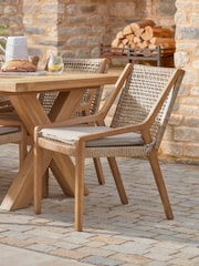 Cox & Cox Light Teak Amalfi Rattan Garden Dining Chair - Image 1 of 5